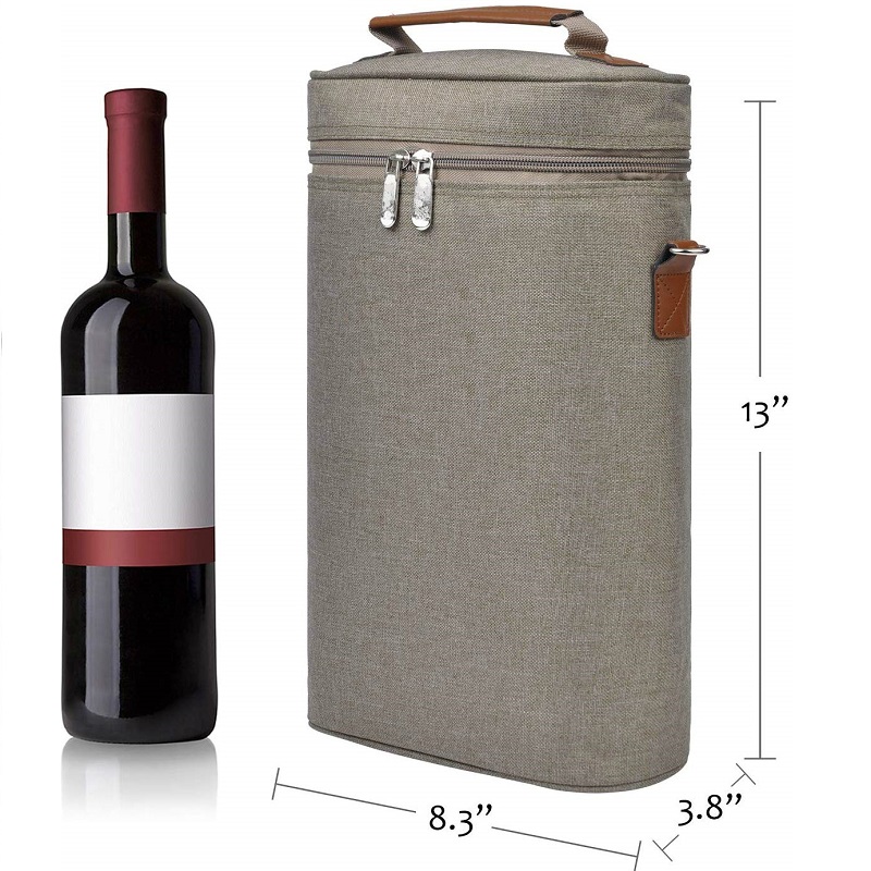 SGC32 ที่กำหนดเองฉนวนสิริไวน์กระเป๋าปิกนิกเดินทางขายส่งเบาะจับถุงไวน์ 2 ขวดที่มีสายคล้องไหล่ปรับ